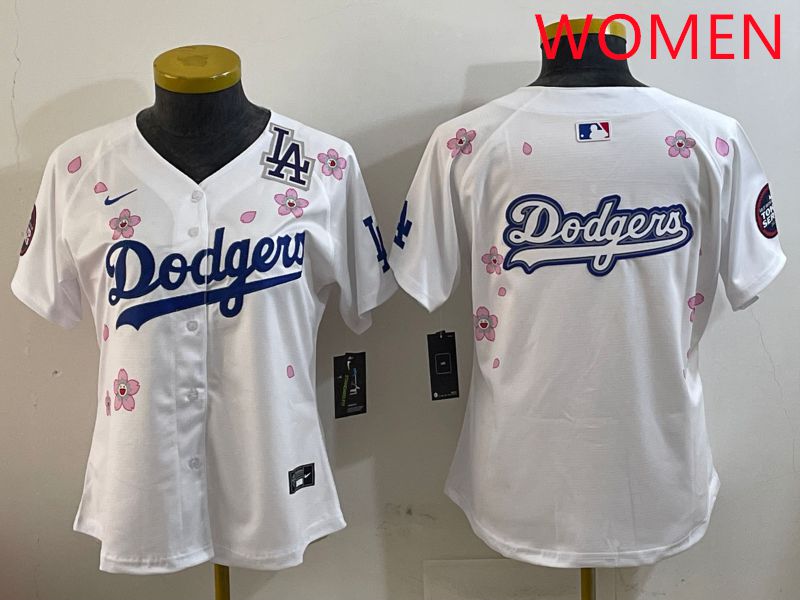 Women Los Angeles Dodgers Blank White Sakura Edition 2025 Nike MLB Jersey style 16